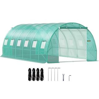 Walk-in Tunnel Greenhouse 10 ft. W x 20 ft. D x 7 ft. H Portable Plant Greenhouse with Galvanized... | The Home Depot