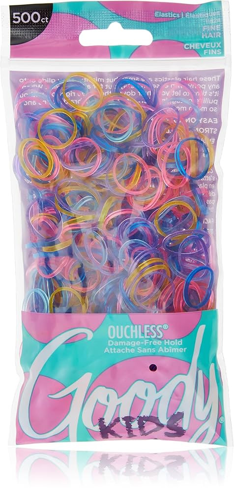 Goody Kids Ouchless Polyband Hair Ties, 500 Ct, Assorted Colors (Glitter), Latex Elastic Bands, E... | Amazon (US)
