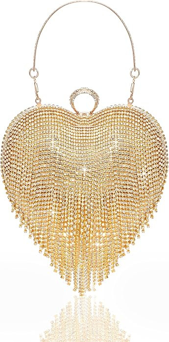 BABEYOND Women's Rhinestone Clutch Evening Bag - Heart Shape Glitter Tassel Purse for 1920s Party... | Amazon (US)