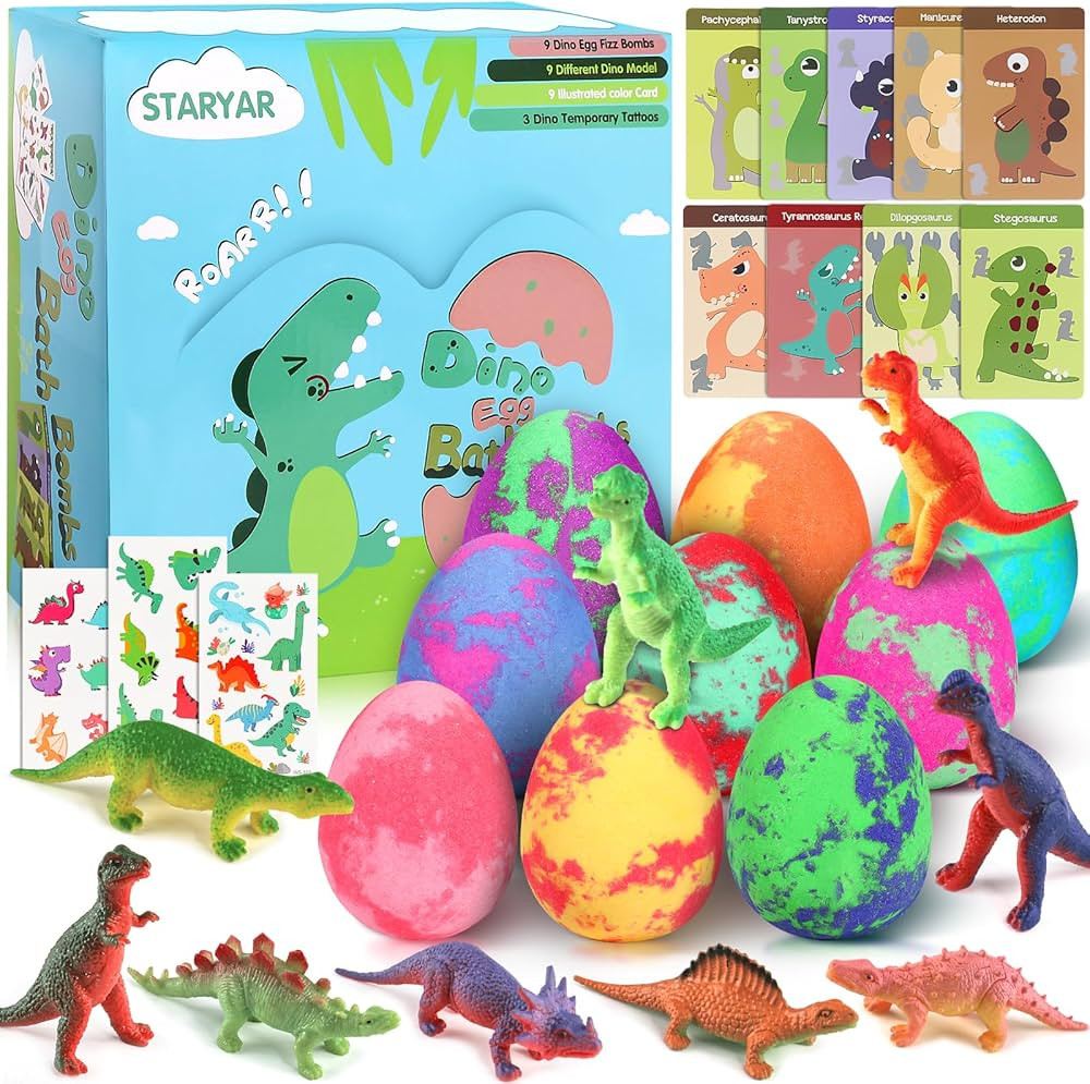 Bath Bombs for Kids with Surprise Toys Inside - 9 Pack Dinosaur Bath Bombs Gift Set, Dinosaur Toy... | Amazon (US)