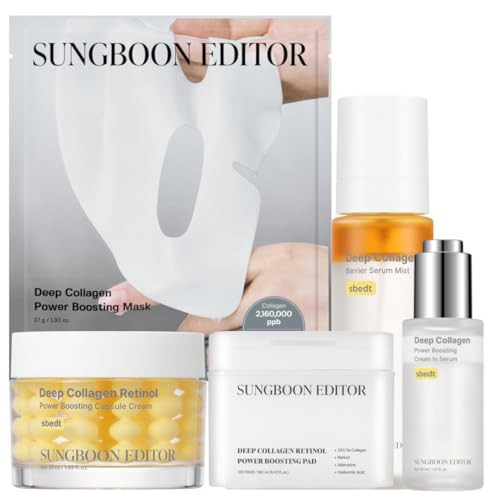 SUNGBOON EDITOR Deep Collagen Ultimate Collagen Glow Set | Filler Serum, Glowy Mist, Retinol Capsule Cream, Pads & Overnight Mask | Anti-Wrinkle, Hydration & Skin Elasticity Set | Amazon (US)
