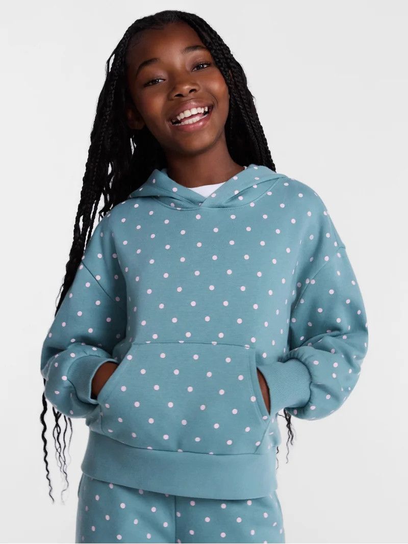 Wonder Nation Girls' Pullover Fleece Hoodie with Long Sleeves, Sizes 4-18 & Plus | Walmart (US)