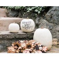 Custom Calligraphy White Craft Pumpkin, Holiday Pumpkin, White Pumpkin Decor | Etsy (US)