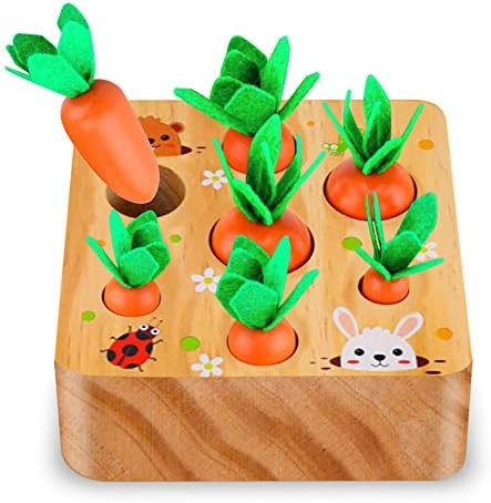 SKYFIELD Carrot Harvest Game Wooden Toy for Baby Boys and Girls 1 2 3 Year Old, Educational Shape So | Amazon (US)