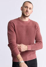 Washy Men's Textured Knit Crewneck Sweater, Red - BM24451 | Buffalo David Bitton