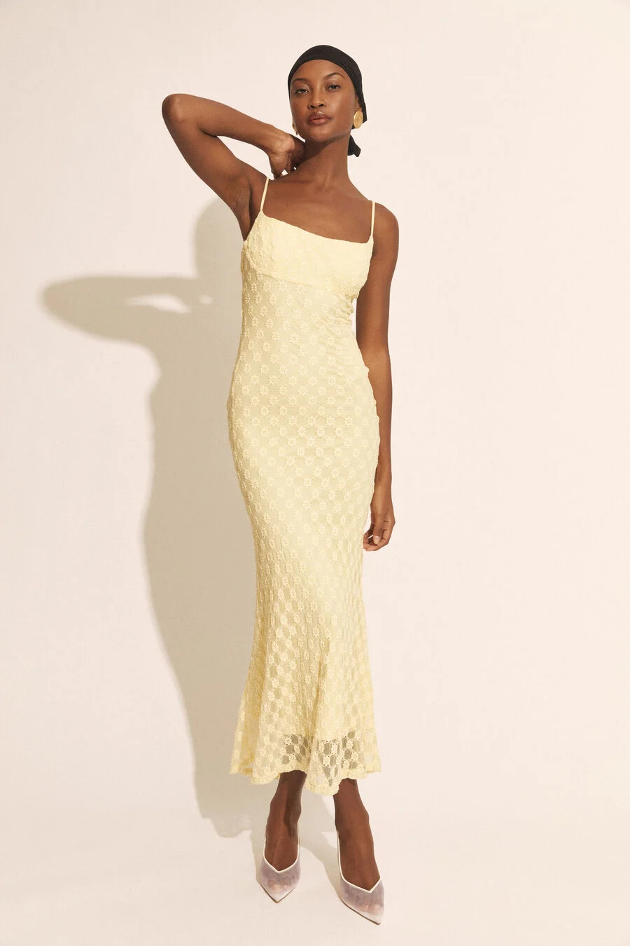 adoni mesh midi dress in canary yellow | Bardot (US)