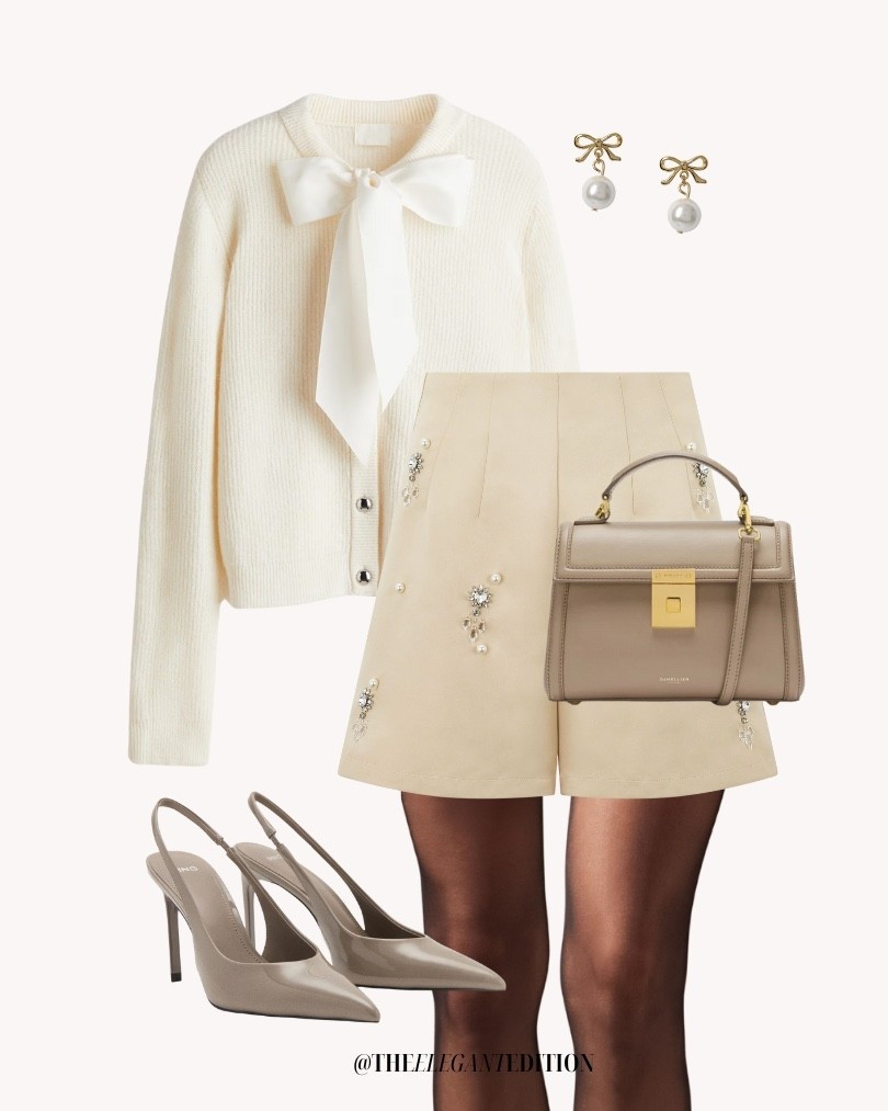 Cream bow cardigan with embellished beige shorts partywear sparkly sparkle

#LTKSeasonal #LTKStyleTip #LTKeurope #bowcardigan #embellished #creamoutfit #elegant

#LTKfestive #LTKeurope #LTKpartywear