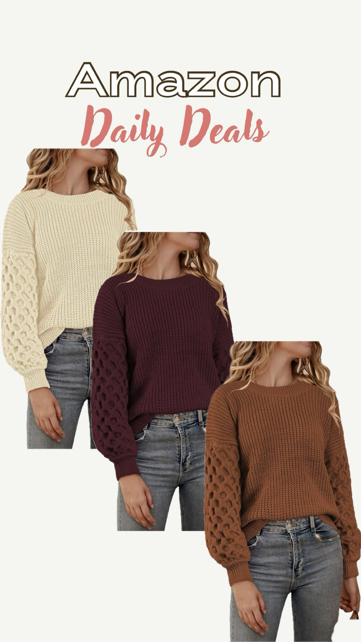 Amazon Daily Deals 11/05/24. Cozy sweater for only $14.99 and comes in 8 different colors!!

#LTKSaleAlert #LTKSeasonal #LTKFindsUnder50