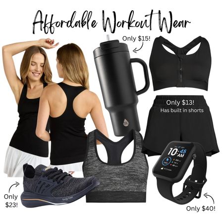 Rounded up my favorite affordable workout wear. This tank top is only $20 and has a built-in sports bra. I wear a size medium. My sneakers are only $23 and these workout shorts are only $13 and they have a built in bike short lining. 

The best deal is this fitness tracker. It is identical to my Fitbit, but it’s only $40. And this Tumbler is on sale for $15! Identical to a Stanley tumbler for a fraction of the price!

Athletic wear, workout outfit, affordable sneakers, Fitness tracker, leakproof tumbler, athleisure, Walmart fashion, Walmart finds 

#LTKxWalmart #LTKFitness #LTKSaleAlert