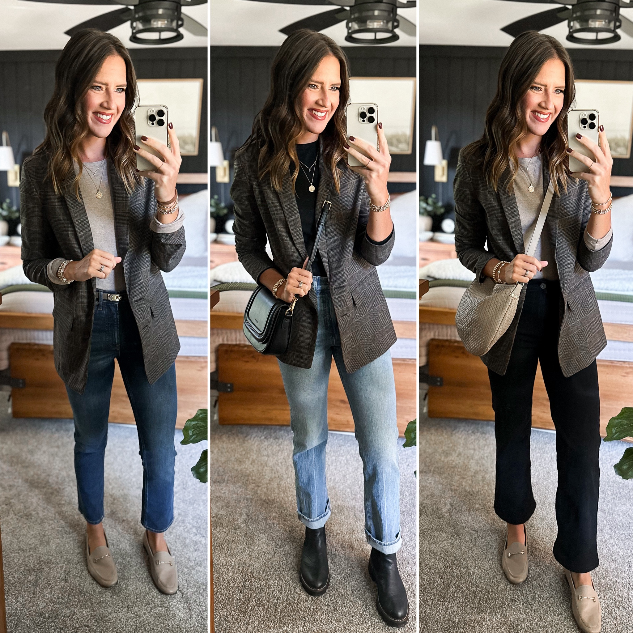 Fall Capsule Wardrobe - Plaid Blazer 

Blazer (small tall) 
Taupe long sleeve (small tall) 
Dark wash jeans (size 26) 
Black long sleeve (small) 
Light wash jeans (size down, I’m in a size 25) 
Black jeans (size 26) 


#LTKFindsUnder100 #LTKFindsUnder50 #LTKStyleTip