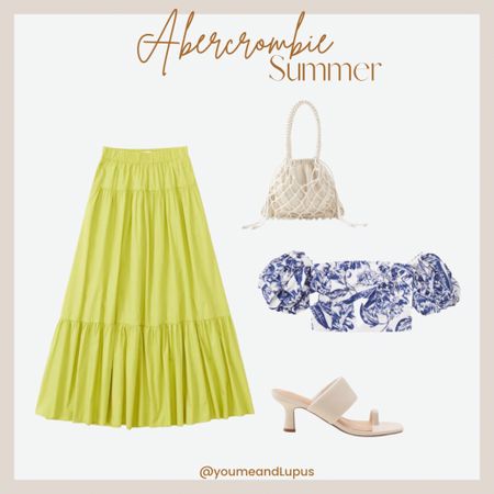 Abercrombie summer style. Long maxi skirts, off the shoulder poplin top, sandals, macrame bag, summer finds, summer refresh, YoumeandLupus, colorful outfits 

#LTKSeasonal #LTKstyletip