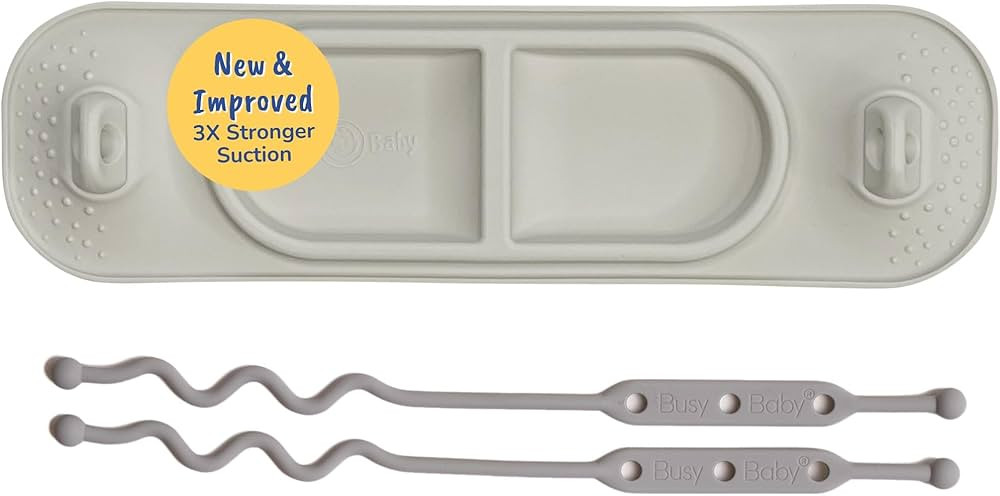 BUSY BABY Silicone Mini Mat - New and Improved Suction Cups, 2 Straps to Secure Baby Essentials, Self Feeding, Baby Led Weaning, Travel Wet Bag Included (Tan Mini) | Amazon (US)