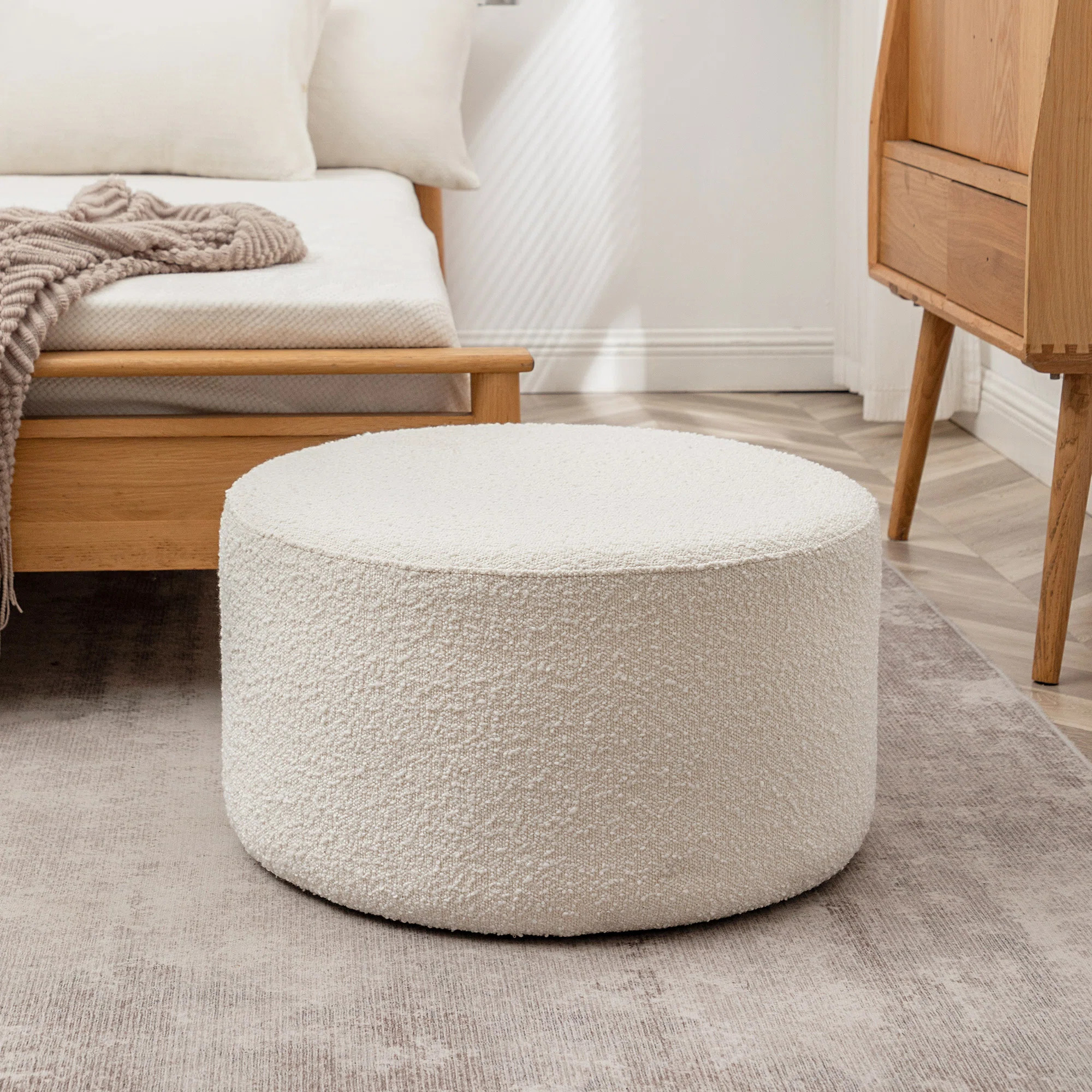 Wade Logan® Brichelle 24'' Wide Modern Round Upholstered Ottoman & Reviews | Wayfair | Wayfair North America
