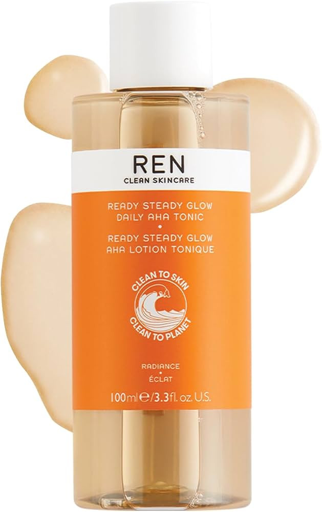 REN Ready Steady Glow Daily AHA Tonic, 100ml – Exfoliating Toner with Lactic Acid and Salicin, ... | Amazon (UK)