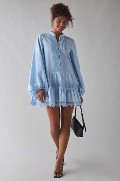 Bardot Antonia Lace Trim Balloon Sleeve Shirt Dress | Urban Outfitters (US and RoW)