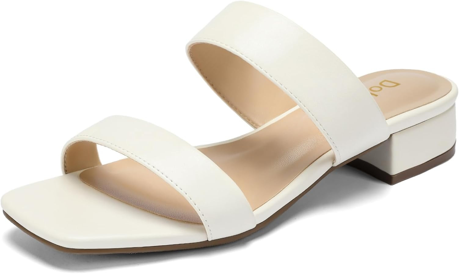 Women's Heeled Sandals Two Strap Square Open Toe Sandals 1.4-Inch Comfortable Heels Slip-On Dress... | Amazon (US)