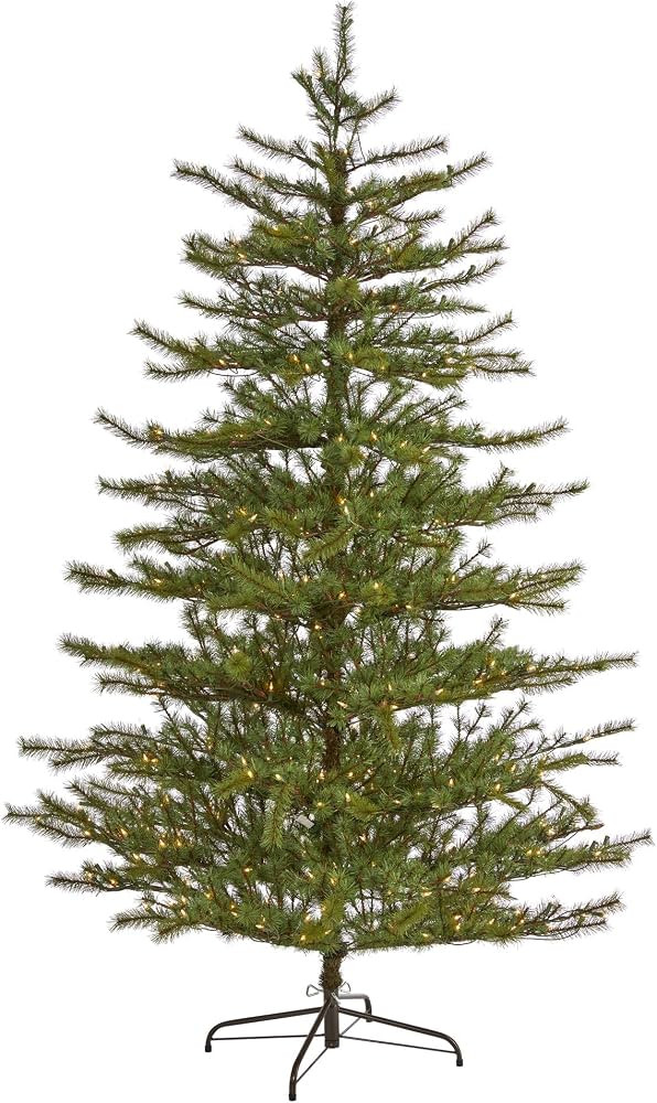 Nearly Natural 7ft Pre-Lit Pine Artificial Christmas Tree, 450 Lights | Amazon (US)