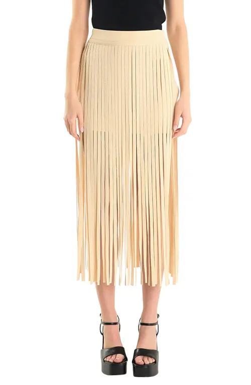 Endless Rose Knit Fringe Maxi Skirt in Light Beige at Nordstrom, Size Small | Nordstrom
