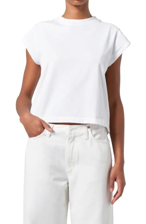 AGOLDE Bryce Cap Sleeve T-Shirt in White at Nordstrom, Size Large | Nordstrom