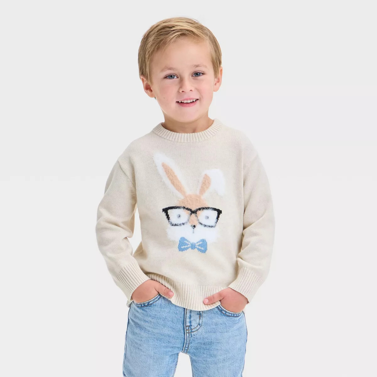 Toddler Boys' Bunny Sweater - Cat & Jack™ Oatmeal 12M | Target