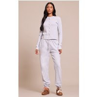 Tall Grey Embroidered Supersoft Cuffed Sweatpants | PrettyLittleThing US