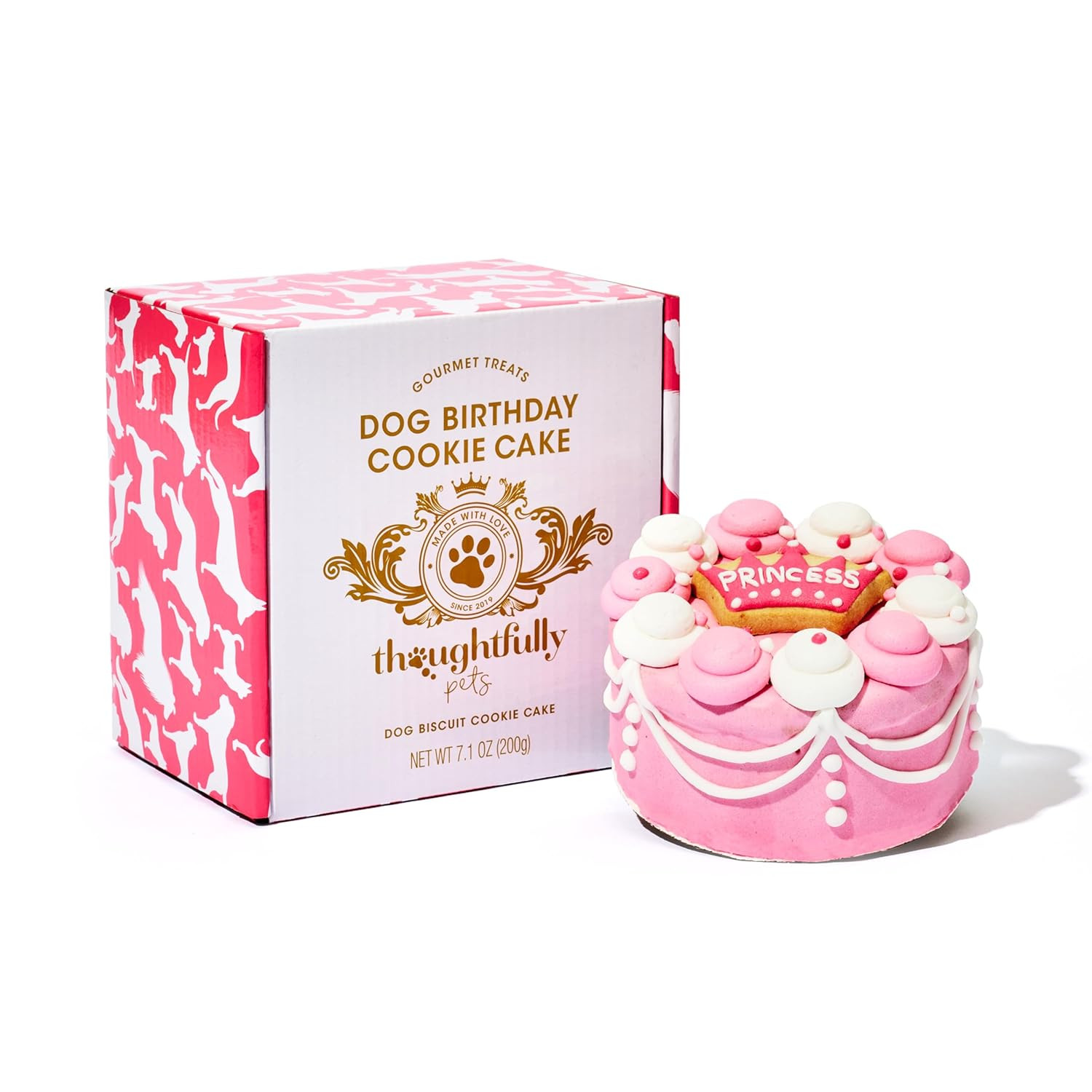 Thoughtfully Pets, Pink Princess Dog Birthday Gourmet Mini Cookie Cake, Peanut Butter Flavored, H... | Amazon (US)