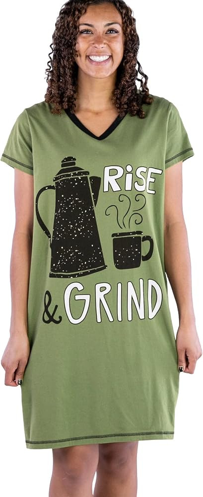 Lazy One Women's Novelty Nightshirt \u2013 Funny Cotton Nightgown, Cute V-neck Sleep Shirts, Wome... | Amazon (US)