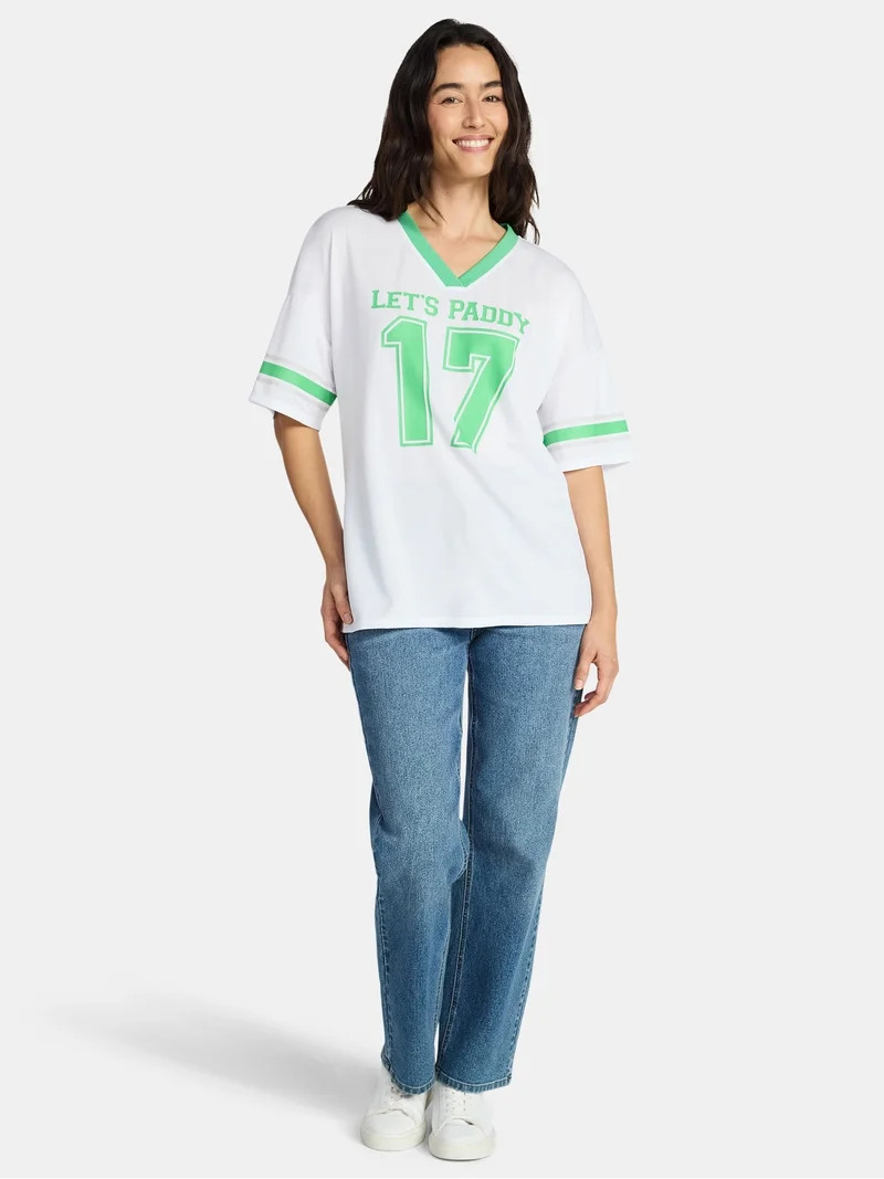 Saint Patrick's Day Women's Let's Paddy Jersey with Short Sleeves from Holiday Time, Sizes XXS-XX... | Walmart (US)