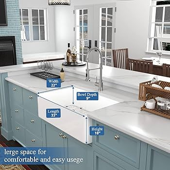 33 White Farmhouse Sink Workstation - Donsdey 33"x20" Apron Farm Kitchen Sink Ledge Workstation W... | Amazon (US)