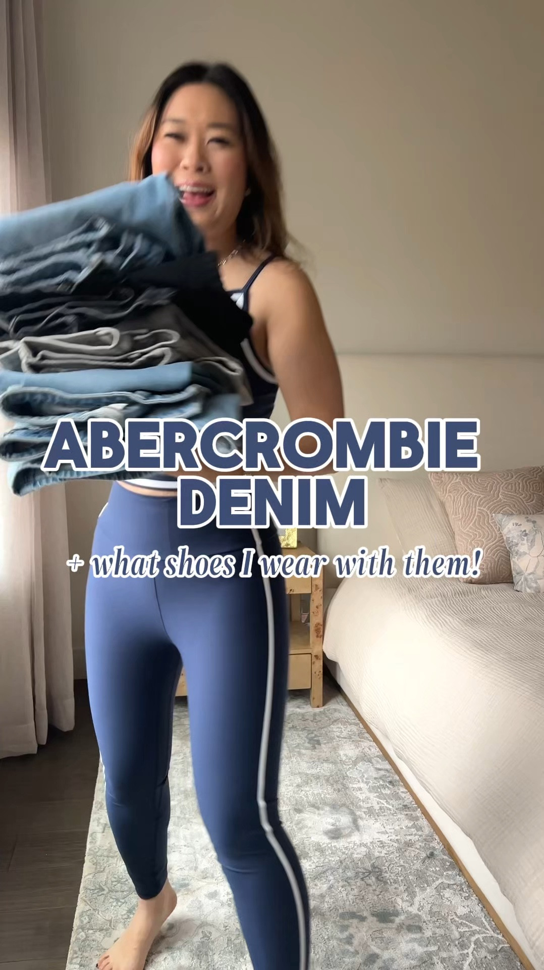Abercrombie Denim Sale! 30% off + an extra 15% off w code DENIMAF!

Navy Workout Tank: Medium
Navy Leggings: Medium

Bra Free Pink Top: Medium (could have done Small) 
Curve Love High Rise 90s Relaxed Jean: 28R
White Tee: Medium 
Asymmetrical Tank: Small
Ultra High Rise Ankle Straight Jean: 29R
Black Top: Small
Ultra High Rise 90s Straight Jean (grey not available): 28S
High Rise Loose Jean: 28R