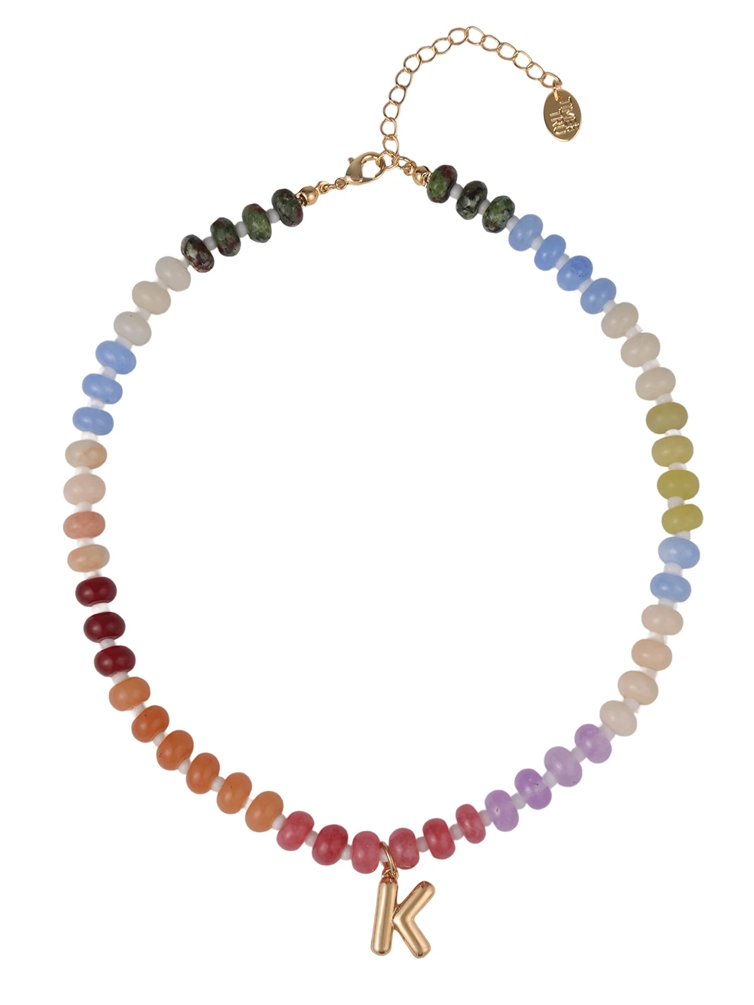 Time and Tru Goldtone Multicolored Bead Initial "K" Necklace | Walmart (US)