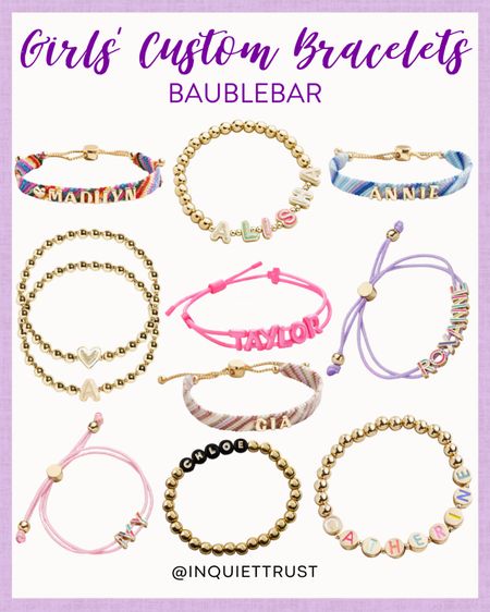 These custom bracelets from Baublebar are so cute! A perfect gift idea for your teens and tweens!
#personalizedgifts #cuteaccessories #girlsfavorite #fashionfinds

#LTKfindsunder50 #LTKGiftGuide #LTKstyletip