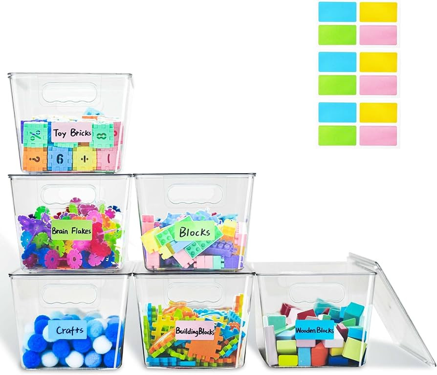 Clear Stackable Storage Bins, Plastic Toy Organizers and Storage with Lids, Toy Bins for Kids Org... | Amazon (US)