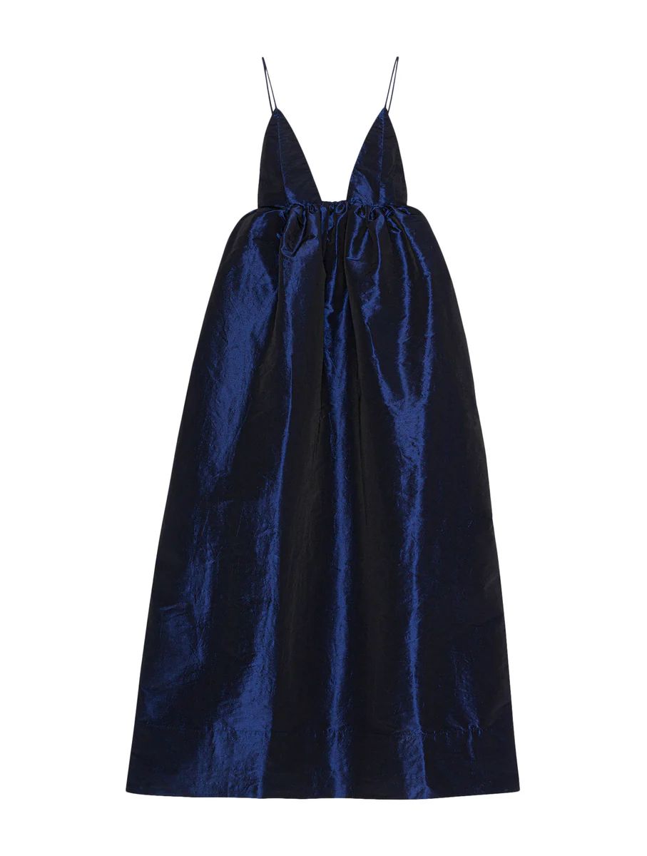 BLUE SHINY TAFFETA STRAP DRESS | Suitnegozi INT