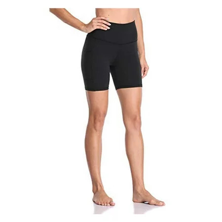Colorfulkoala Women s High Waisted Biker Shorts with Pockets 6 Inseam Workout & Yoga Tights (XL Black) | Walmart (US)