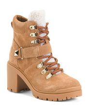 Leather Sherpa Heeled Hiker Boots - Leather Shoes - T.J.Maxx | TJ Maxx