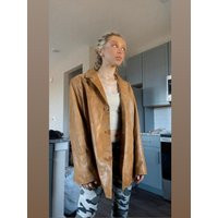 Vintage Y2K Leather Blazer Tan Jacket | Etsy (US)