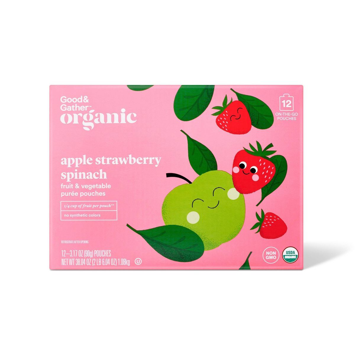 Apple Strawberry Spinach Fruit Puree Pouches - 38.04oz/12ct - Good & Gather™ | Target