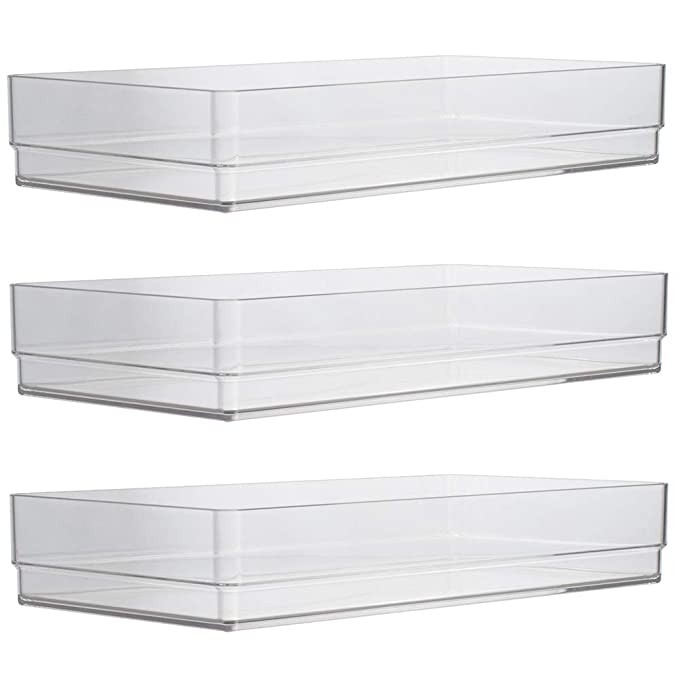 STORi Clear Plastic Drawer Organizers 15" x 6" x 2" l Set of 2 | Amazon (US)