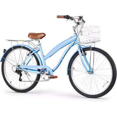 WEIZE Beach Cruiser Bike, 26 inch Commuter Bicycle for Adult 7-Speed Comfortable Blue City Bikes ... | Target