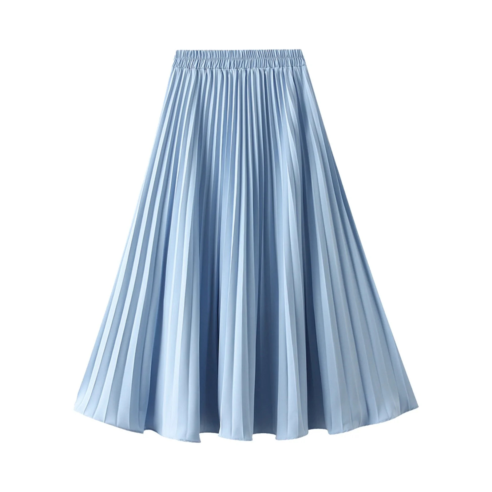 CLZOUD Flowy Summer Dress Light Blue Women's Pleated Skirt Spring and Summer Elastic Waist Slim L... | Walmart (US)