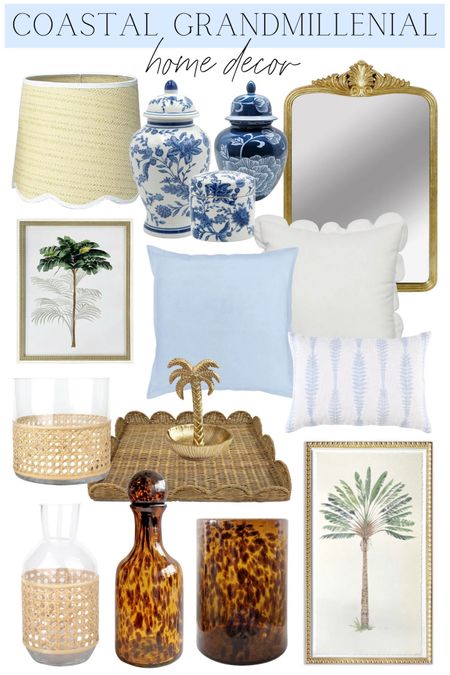 Coastal grandmillenial decor, coastal granddaughter decor, tortoise vase, blue & white decor, cane lamp, scalloped wicker tray, scalloped tray, scalloped pillow, cane vase

#LTKfindsunder50 #LTKhome