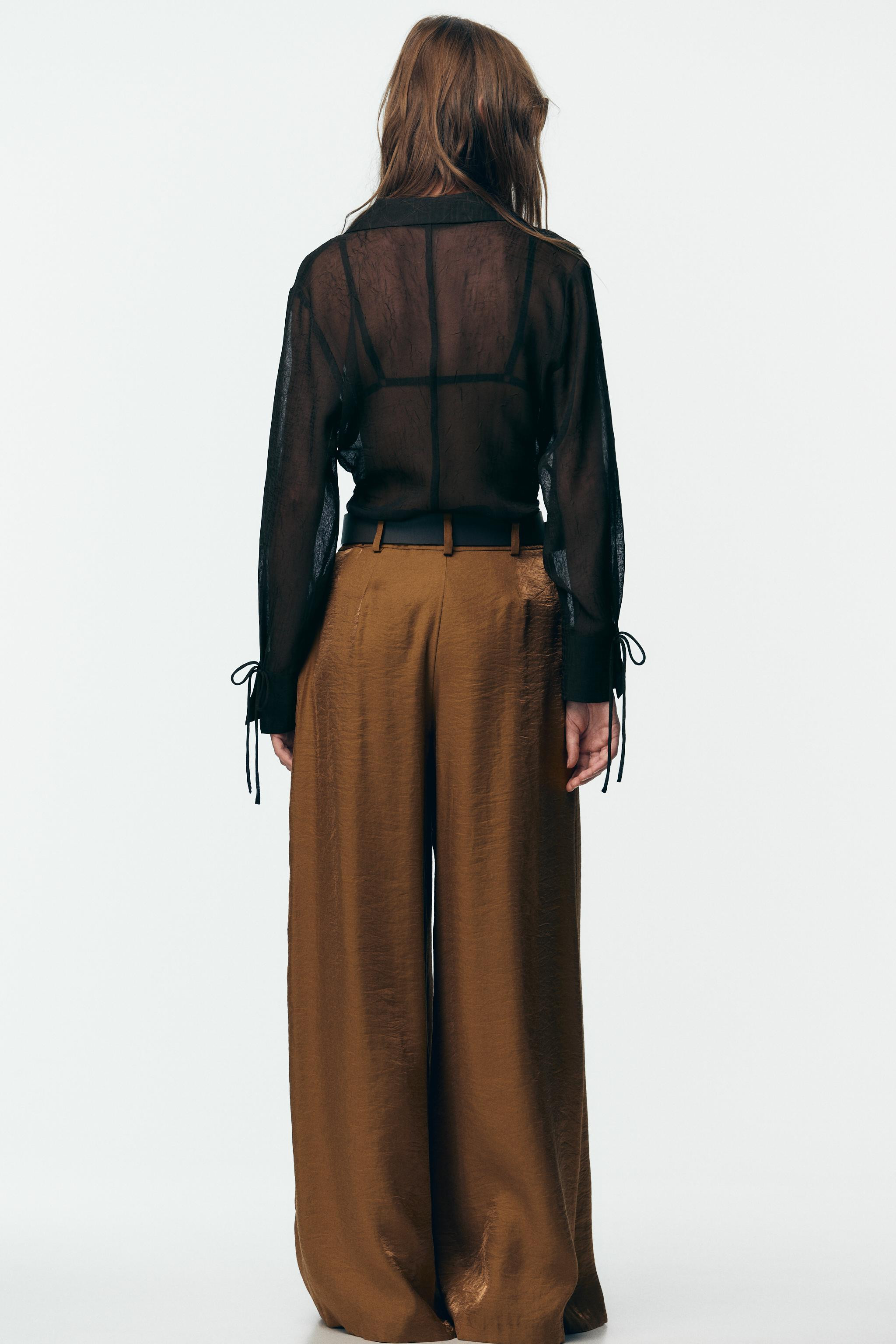 WIDE SATIN TROUSERS WITH BELT | Zara US