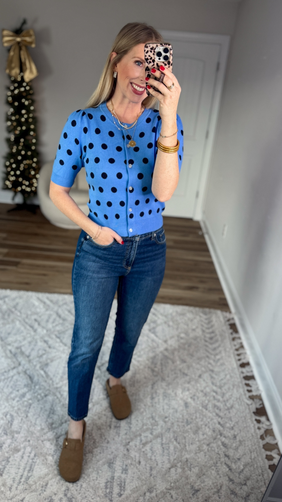 Weekend Walmart Wins Try-On
Blue polka dot cardigan- small
Ankle jeans 

#LTKootd #LTKFindsUnder50