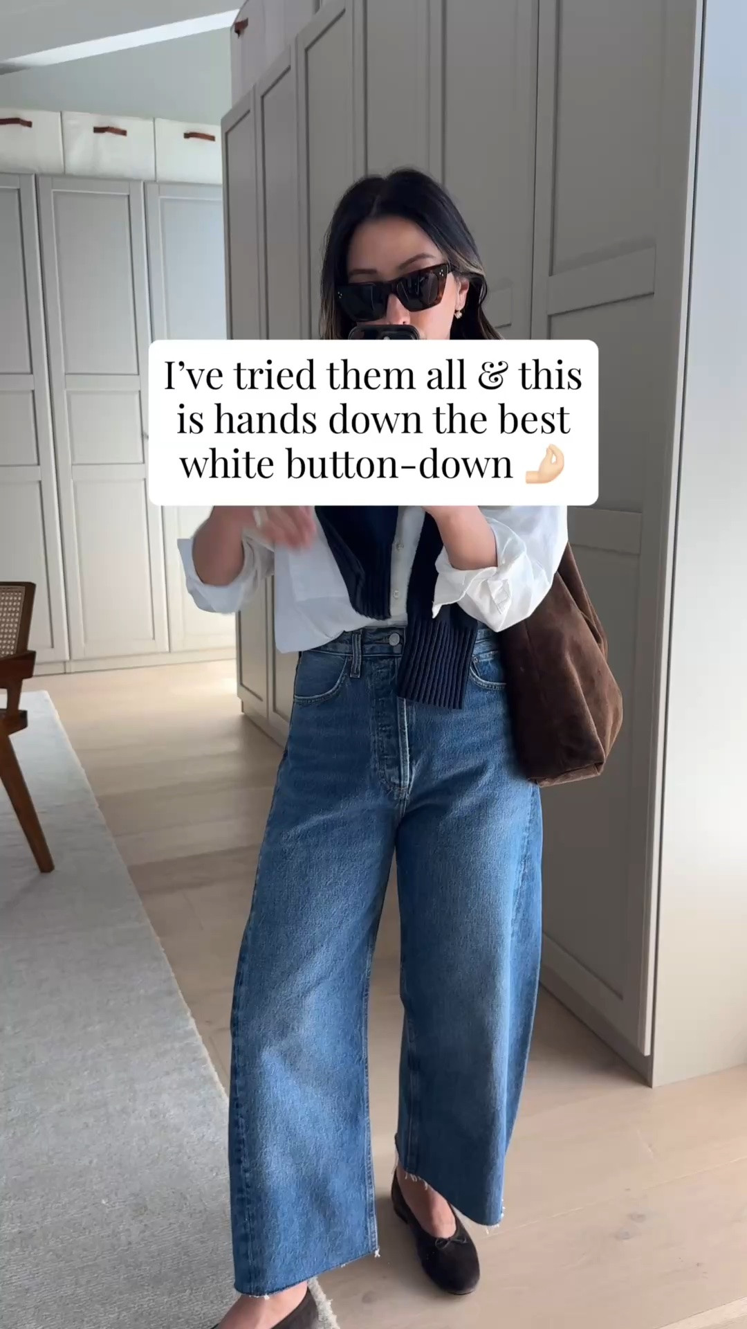 My holy grail white button down! I’ve had this for 5yrs now 🤯. Boxy, roomy fit, sleeves aren’t super long, drape is so good, doesn’t wrinkle easily. 

AYR shirt xs
Everlane cotton sweater xs
AGOLDE Luna jeans 25 - cut hems
Madewell flats 5 - old
Liffner shoulder bag 
Celine sunglasses
Electric Picks earrings
Dorsey James necklace 15”

#LTKPetite #LTKmomlife #LTKWorkwear