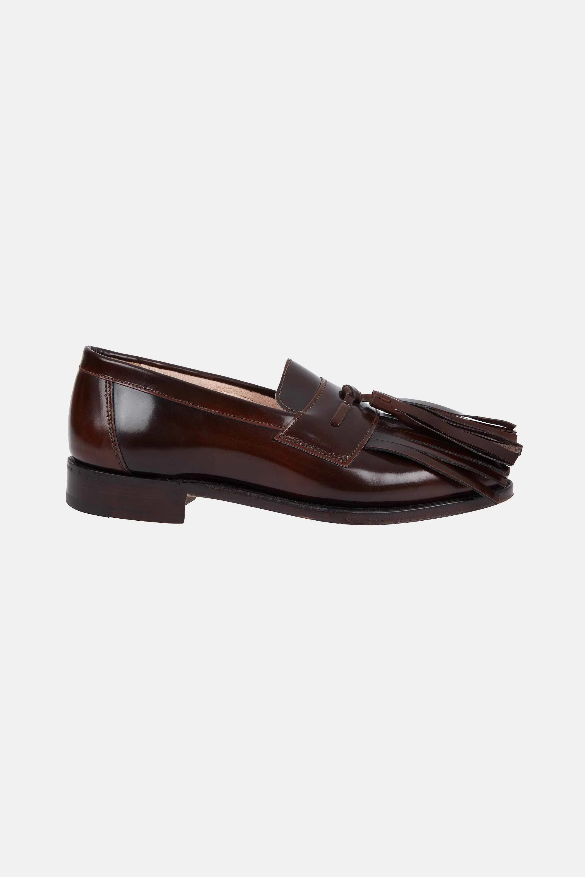 Grenson X Emilia Wickstead Grenda Tassel Front Loafer in Dark Brown Leather | Emilia Wickstead