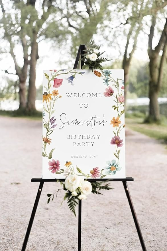 Wildflower Shower Welcome Sign Template, Floral Sign for Birthday Party | Amazon (US)