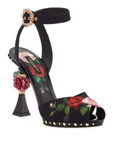 Rose-Print High Sandals | Bergdorf Goodman