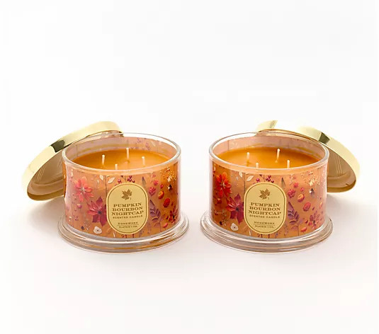 HomeWorx by Slatkin + Co. S/2 18oz Dark Autumn Candles | QVC