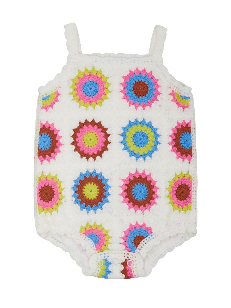 Wonder Nation Baby Girl Crochet Bubble Romper, Sizes 0-3M-24M | Walmart (US)